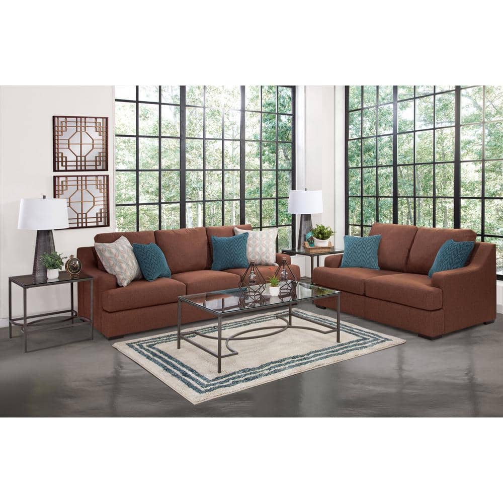 Earthtone Cinnamon Fabric Lawson Sofa with Removable Cushions