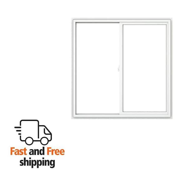 V-2500 Series 35.5 in. W x 23.5 in. H Left-Handed White Vinyl Low-E Sliding New Construction Window w/ Nail Fin Frame