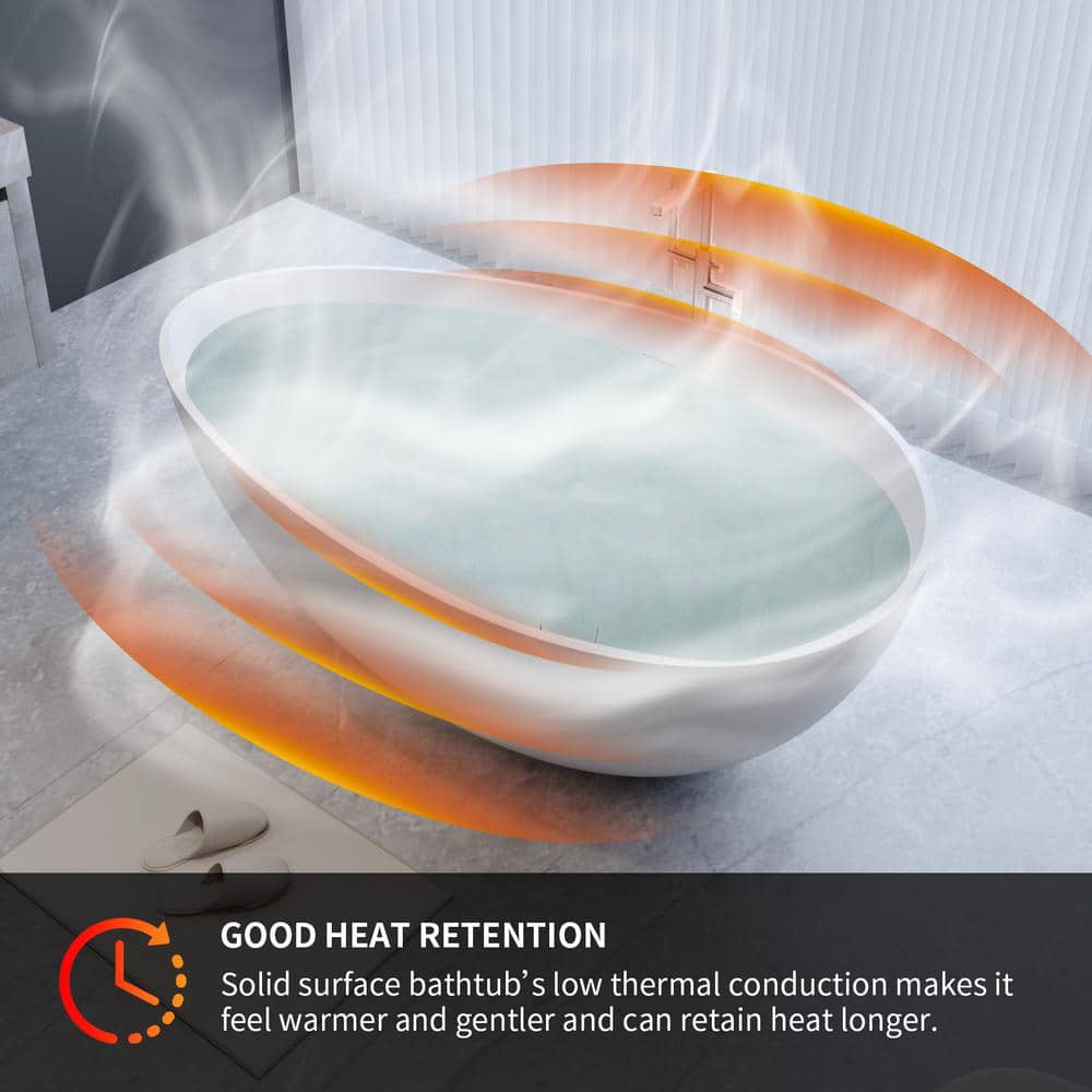 63'' White Acrylic Freestanding Soaking Bathtub