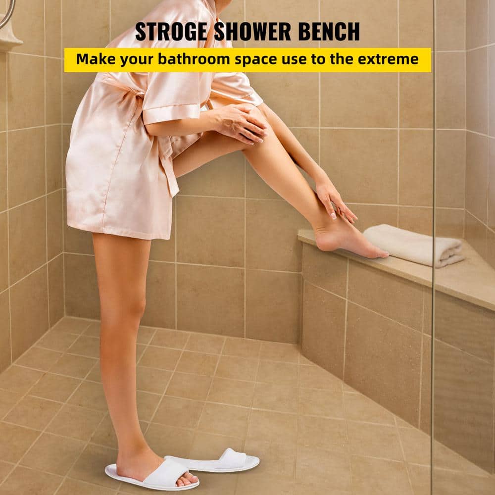 Gray Polystyrene Ready-to-Tile Corner Shower Seat