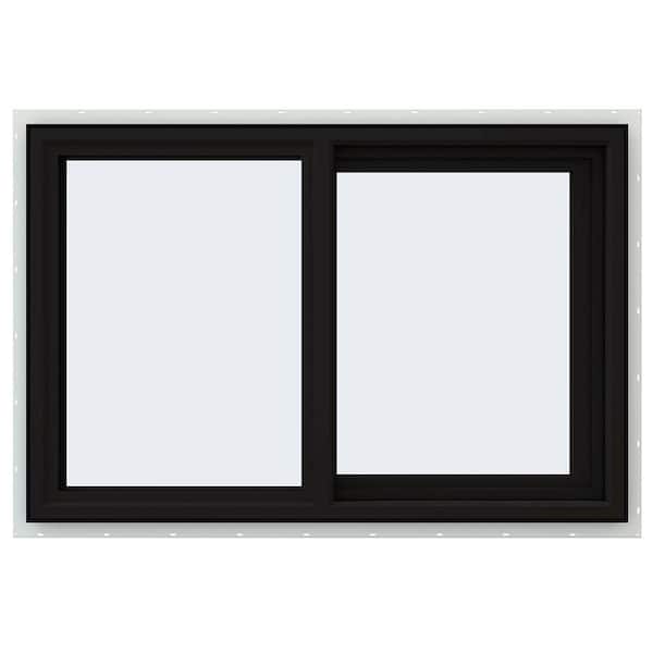 JELD-WEN 36 in. x 24 in. V-4500 Series Black Exterior/White Interior FiniShield Vinyl Right-Handed Sliding Window w/ Mesh Screen