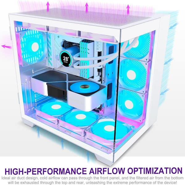 OBJLGEV ATX Mid-Tower Gaming PC Case with 270° Panoramic