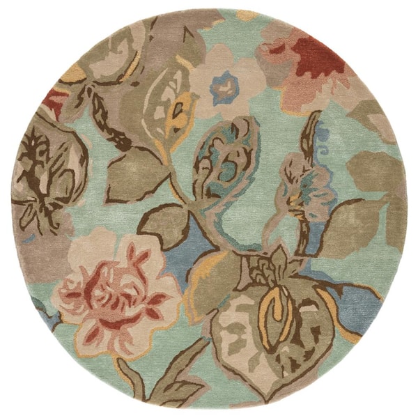 Jaipur Living Celadon 10 ft. x 10 ft. Floral Round Area Rug