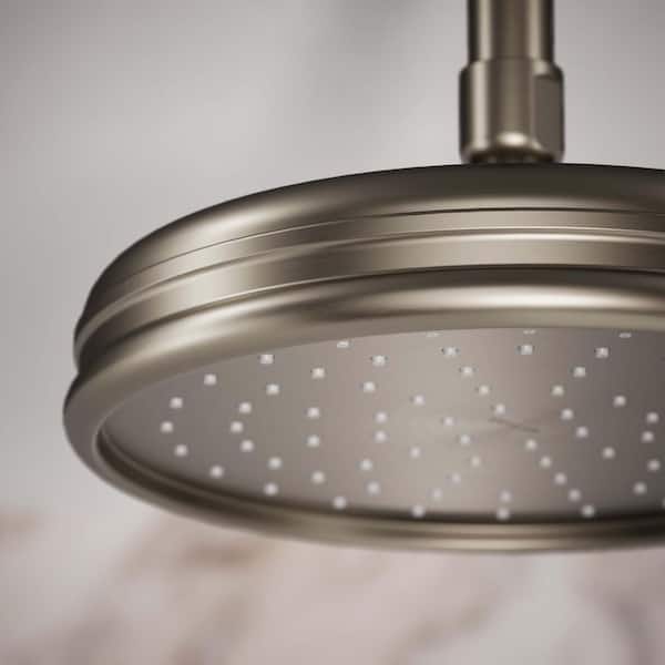KOHLER 1-Spray 8.4 in. Single Ceiling Mount Fixed Rain Shower Head in Brushed Nickel
