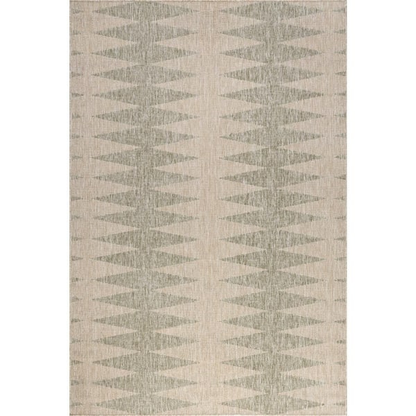 Philipa Moroccan Geometrc Green 9 ft. x 12 ft. Outdoor Area Rug