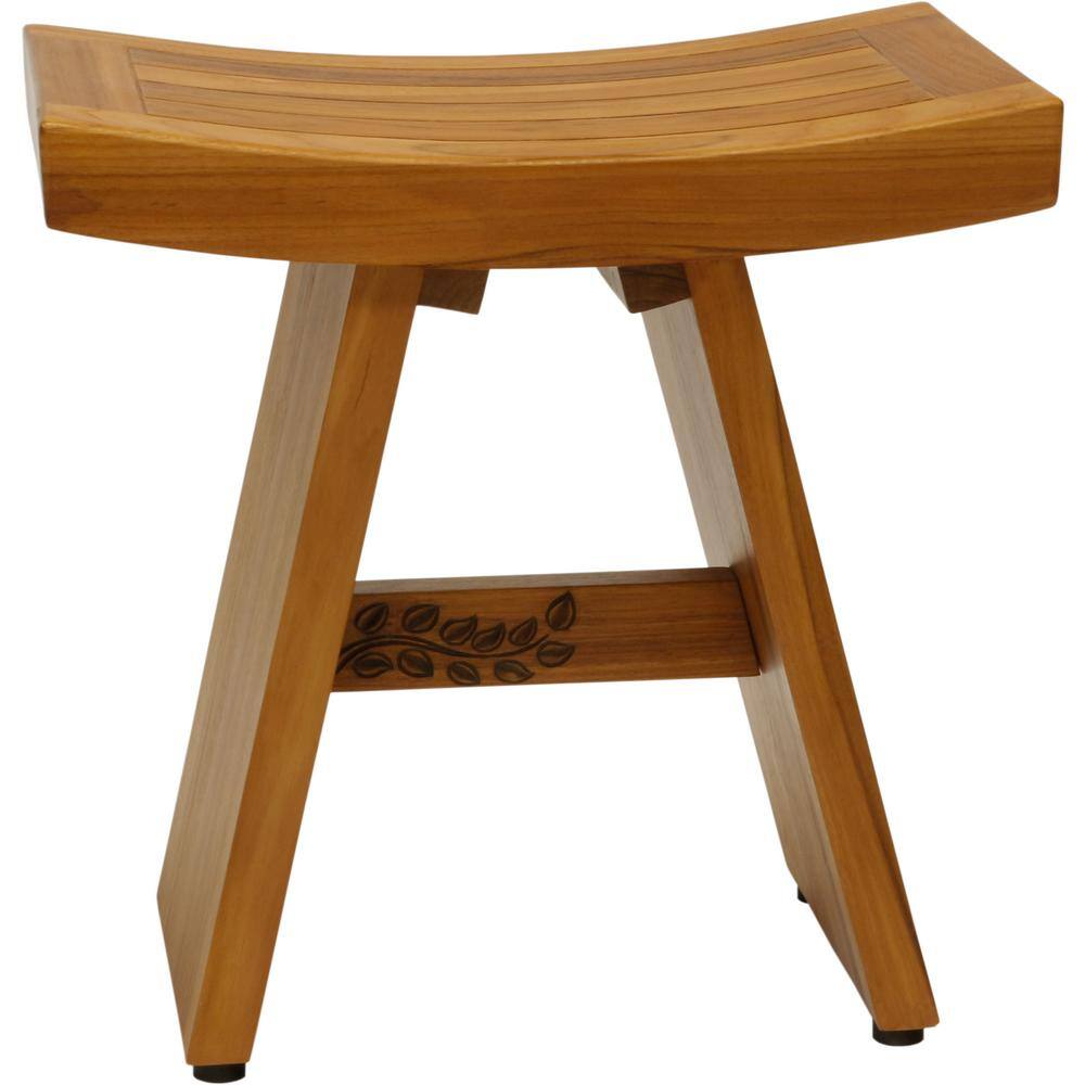 18 in. x 12 in. Asia Artisan Freestanding Teak Shower Bench Walk in Shower 