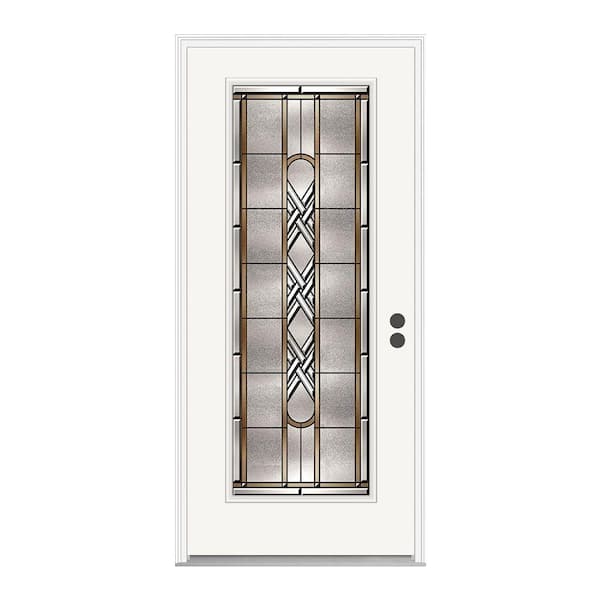 JELD-WEN 36 in. x 80 in. Ascot Full Lite Primed Premium Steel Prehung Front Door with Brickmould