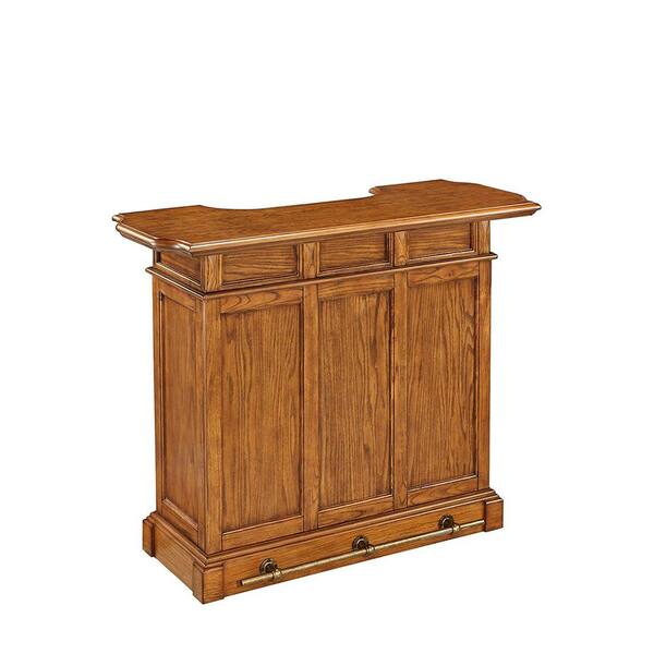 HOMESTYLES Americana 4-Shelf Oak Bar with Foot Rail