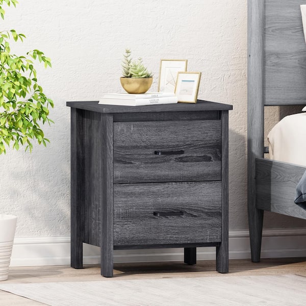 Noble House Sula 2-Drawer Sonoma Gray Oak Nightstand (23.25 in. H x 19.15 in. W x 15.75 in. D.)