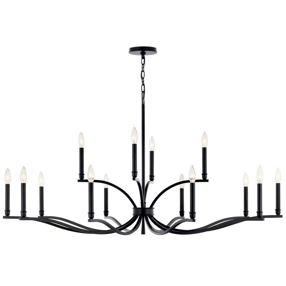 Malene Black 14-Light 2-Tier Candle Chandelier