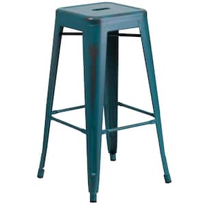 30 in. Distressed Blue Bar Stool