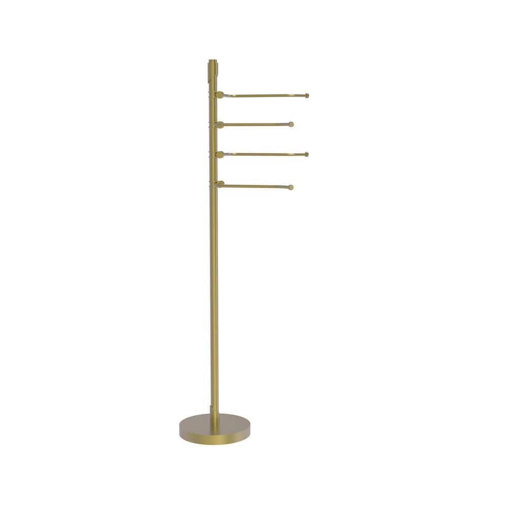 Satin Brass 9" Towel Bar Stand with 4 Pivoting Arms