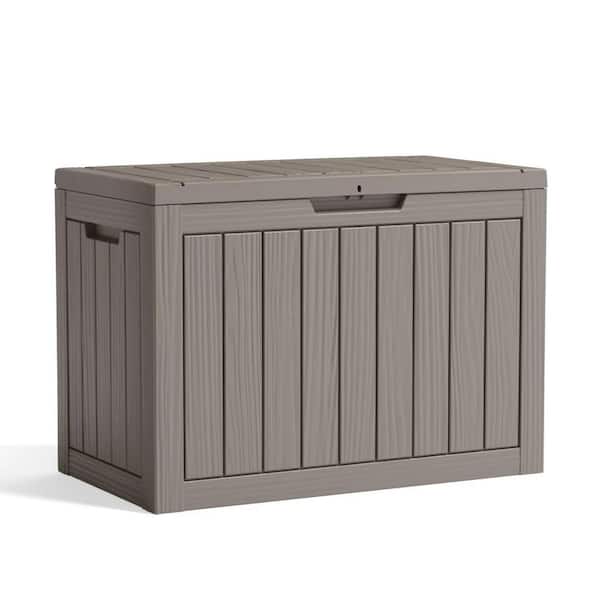 45 Gal. Durable Plastic Wood Look Outdoor Storage Deck Box in khaki