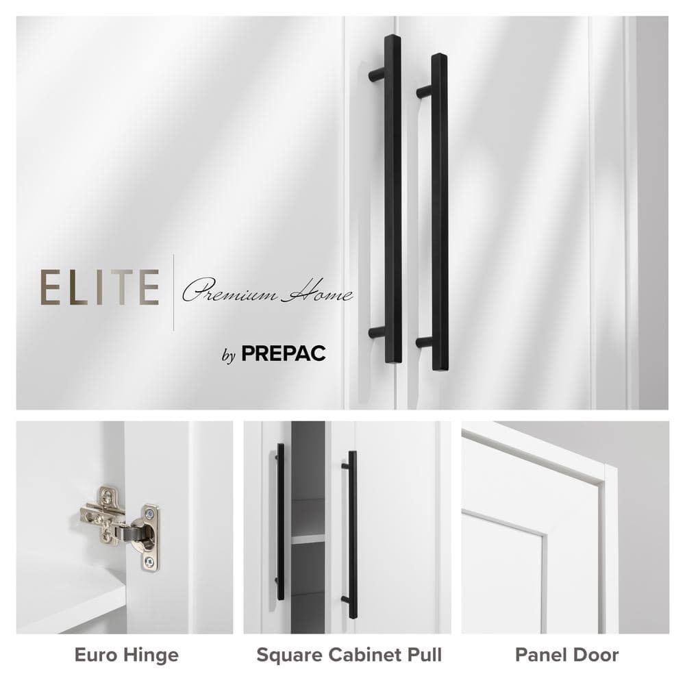 Elite White Tall Storage Cabinet with Adjustable Shelves