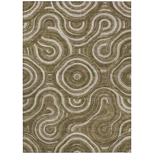 Chantille Machine Washable Indoor/Outdoor Abstract ACN3032 Olive 10 ft. x 14 ft. Area Rug