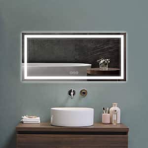 Luminous 60 in. W x 28 in. H Rectangular Frameless LED Mirror Dimmable Defog Wall Mounted Bathroom Vanity Mirror