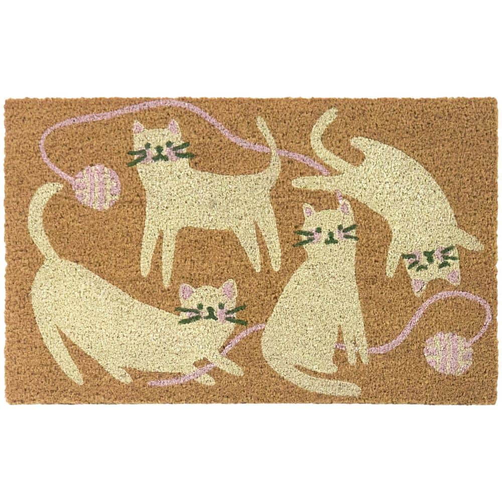 Cats & Yarn Cream/Pink 18 in. x 30 in. Coir Indoor/Outdoor Door Mat price history on PriceWatchPro
