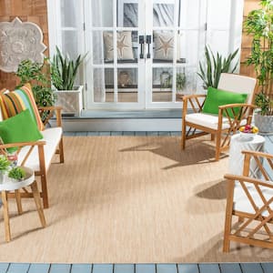 Courtyard Natural/Cream 8 ft. x 10 ft. Transitional Solid Chevron Indoor/Outdoor Patio Area Rug