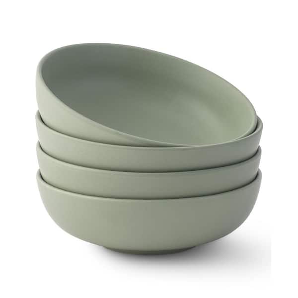 4pc Stoneware Pasta Bowl set, 30oz-Desert Sage Green