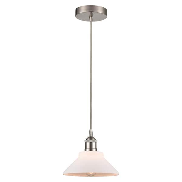 Orwell 60-Watt 1-Light Brushed Satin Nickel Shaded Mini Pendant Light with Painted Glass Shade