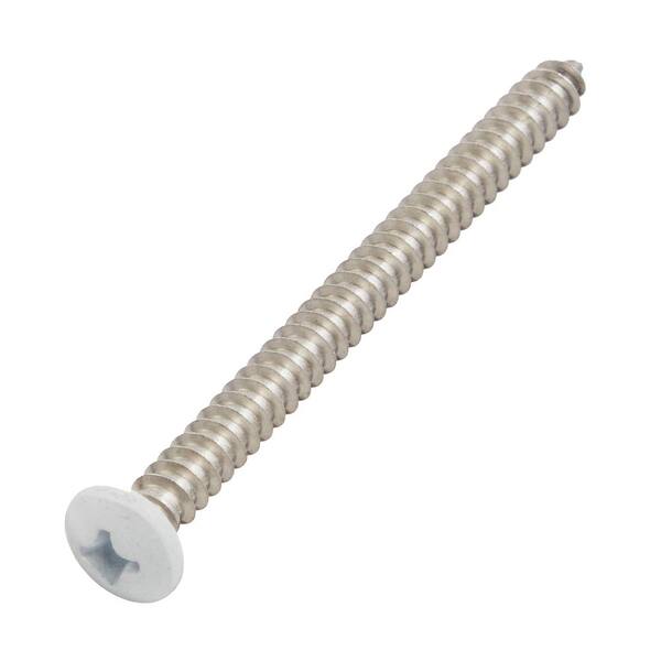 #8 x 2 in. White Stainless Steel Phillips Pan Head Sheet Metal Screw (10-Pack)