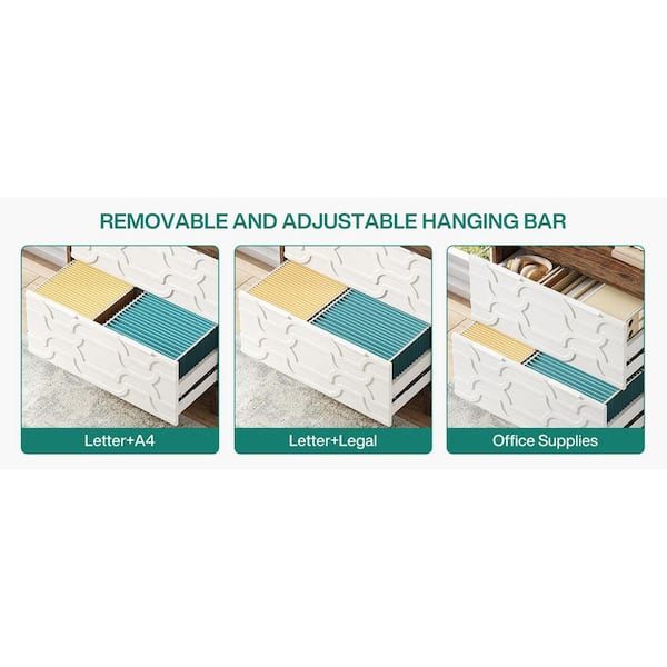 Atencio Brown White Wood 31.5 in. Vertical Simple Modern Industrial File Cabinet Printer Stand 2-Drawer Freestanding