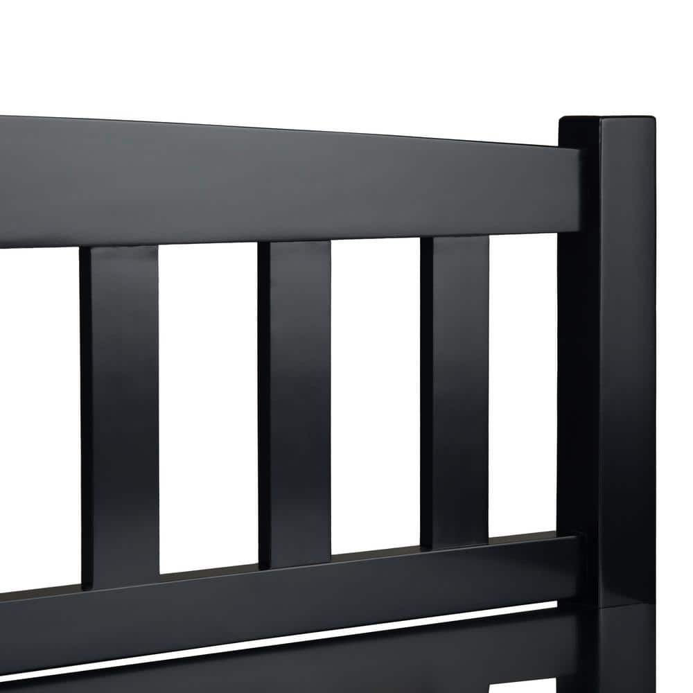 Black Solid Wood Entryway Bench with Storage Drawers