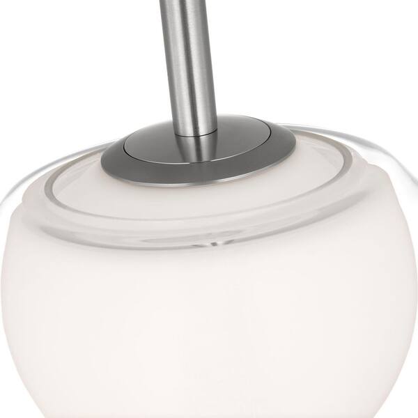 Generation Lighting - Suma 16 in. W x 16.375 in. H 1-Light Brushed Nickel Modern Pendant Light with White Opal Etched and Clear Glass Shade