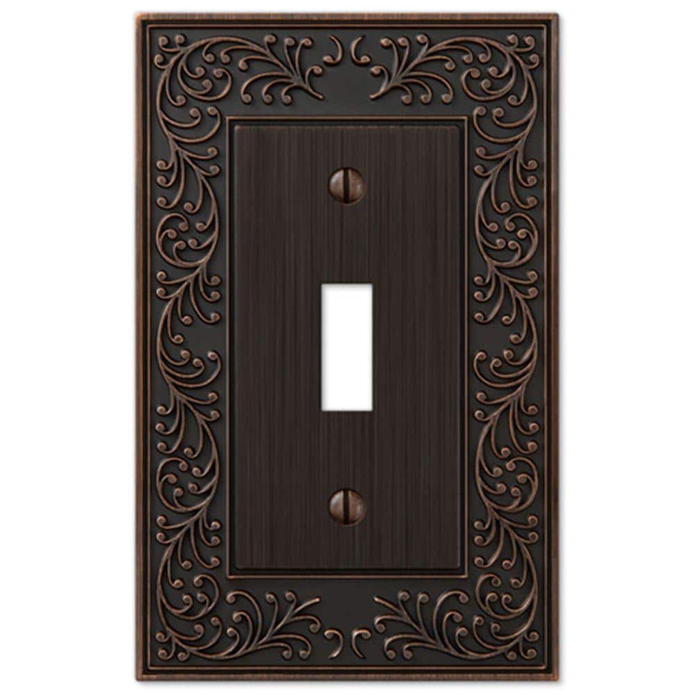 Aged Bronze Cast Metal Single Toggle Wall Plate