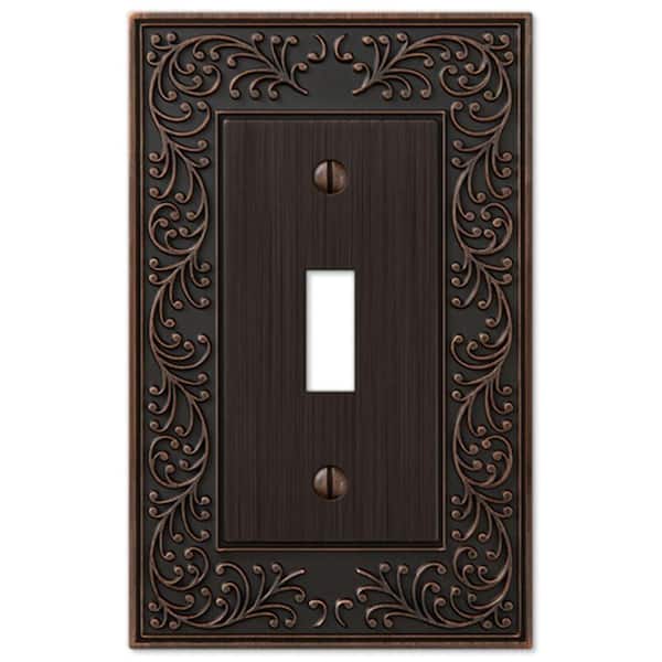 AMERELLE English Garden 1 Gang Toggle Metal Wall Plate - Aged Bronze