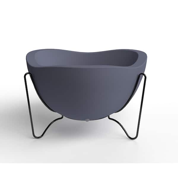 FLORIDIS Tryas Bowl Grey Resin and Metal Pot Planter (2-Piece)