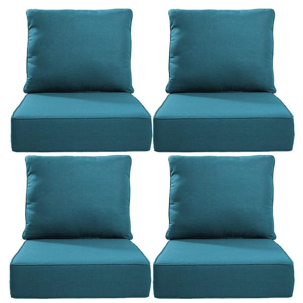 Opohoro 24" x 24" x 6" 8-Piece Deep Seating Water & Fade Resistant Outdoor Lounge Chair Replacement Cushion Set in Peacock Blue