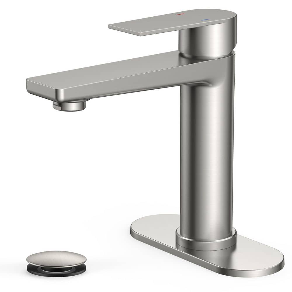 Single Handle Single Hole Bathroom Faucet with Drain Assembly in Brushed Nickel price history on PriceWatchPro