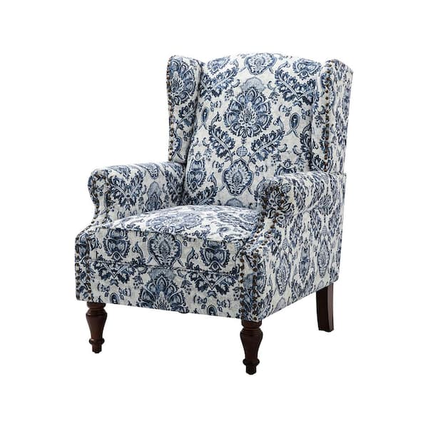 JAYDEN CREATION Gille Traditional Navy Upholstered Wingback Accent