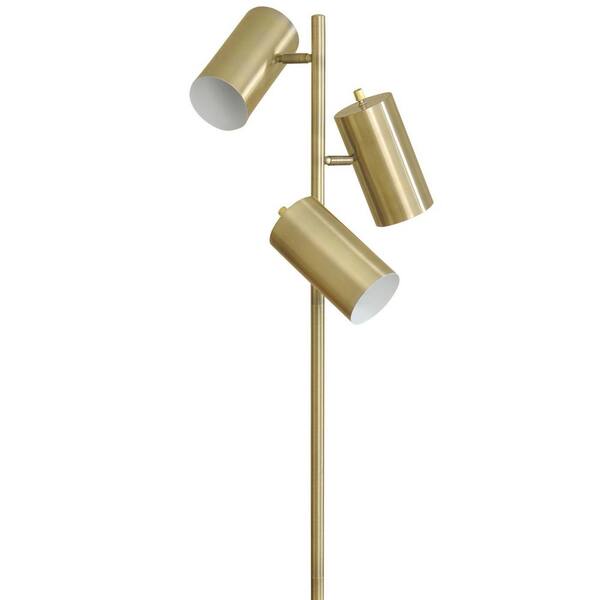 StyleCraft 63 in. Antique Brass Floor Lamp with Antique Brass