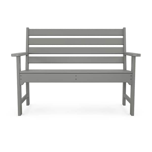 POLYWOOD Grant Park 48 in. 2-Person Slate Grey Plastic Outdoor Bench