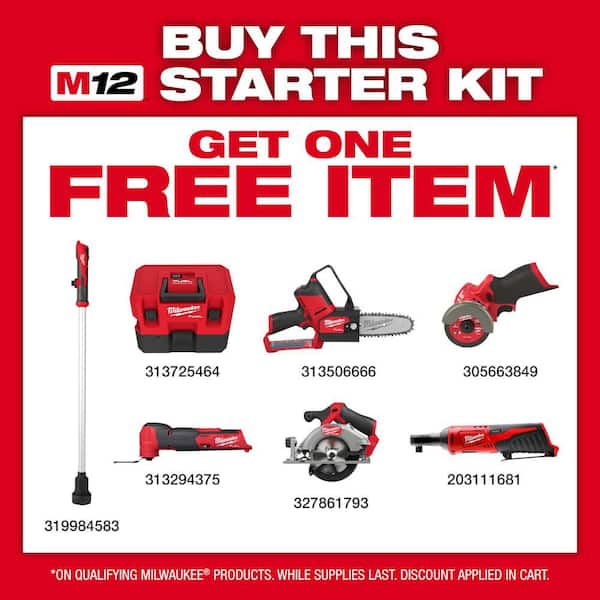 M12 FUEL 12V Lithium-Ion Cordless Drill Driver, Impact Wrench, and Ratchet Combo Kit (3-Tool) w/Batteries, Charger & Bag