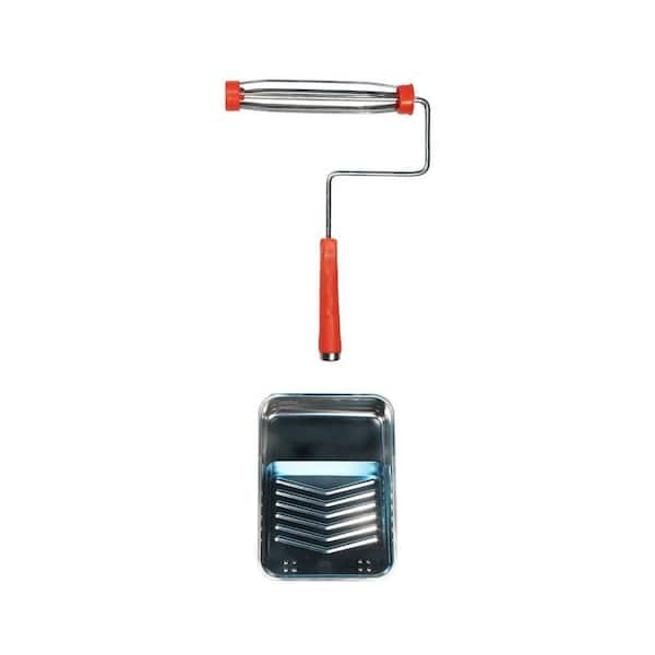 9 in. Heavy Duty 5-Wire Paint Roller Frame and 9 in. Metal Paint Roller Tray Combo