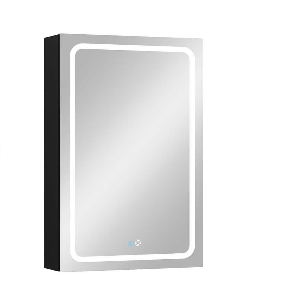 17 in. W x 30 in. H Rectangular Aluminum Medicine Cabinet with Mirror in Bl