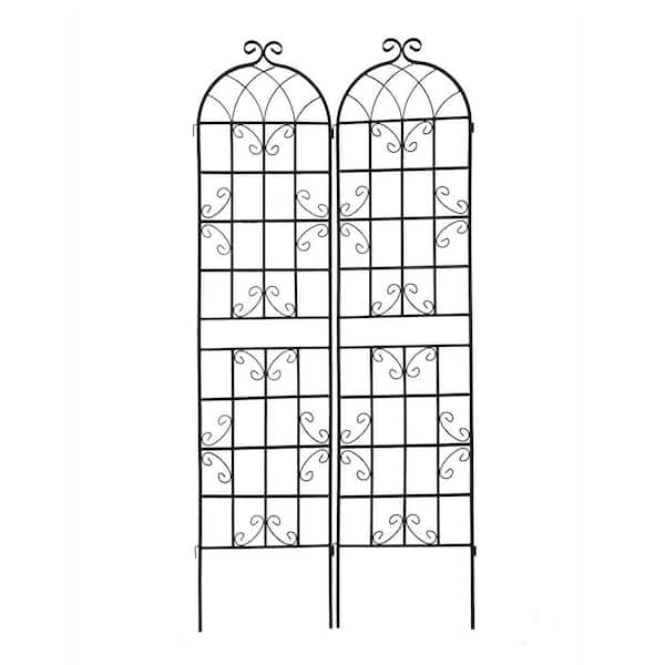 Afoxsos Iron Garden Trellis Rustproof Trellis for Climbing Plants Outdoor Flower Support Black (86.7 in. x 19.7 in.) (2-Pack)