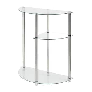 Designs2Go Classics 23 in. Glass/Stainless Standard Half-Round Glass Top Entryway Table with Display Tiers