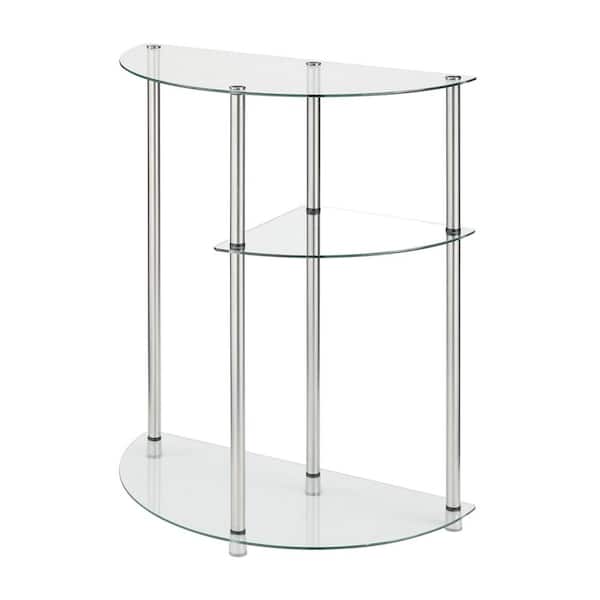 Convenience Concepts Designs2Go Classics 23 in. Glass/Stainless Standard Half-Round Glass Top Entryway Table with Display Tiers