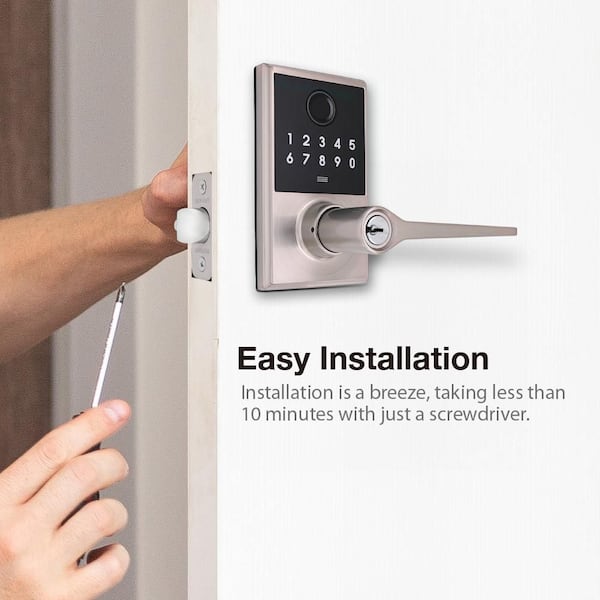 Defiant Square Satin Nickel Freedom Fingerprint Electronic Keyed