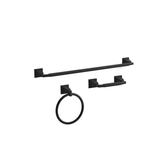 Kallan 3-Piece Bathroom Hardware Set in Matte Black
