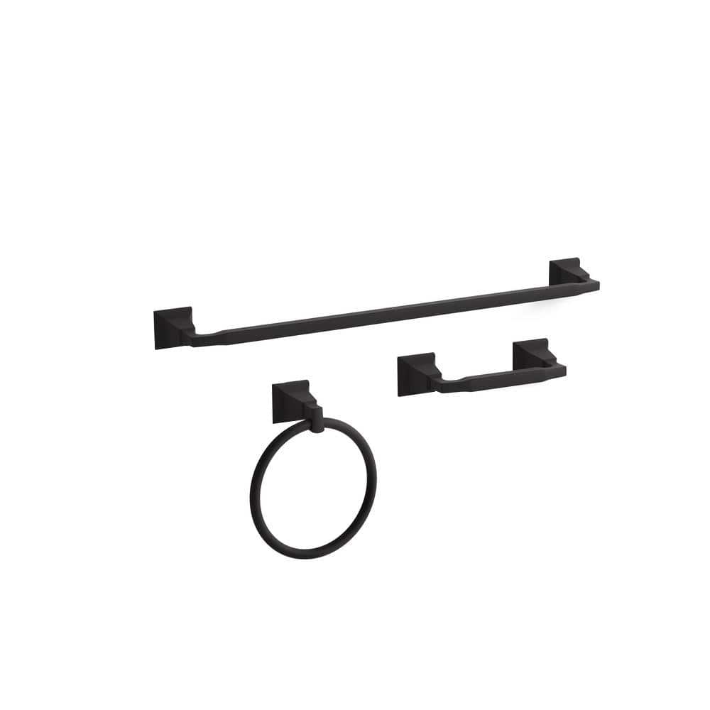 KOHLER Kallan 3-Piece Bathroom Hardware Set in Matte Black