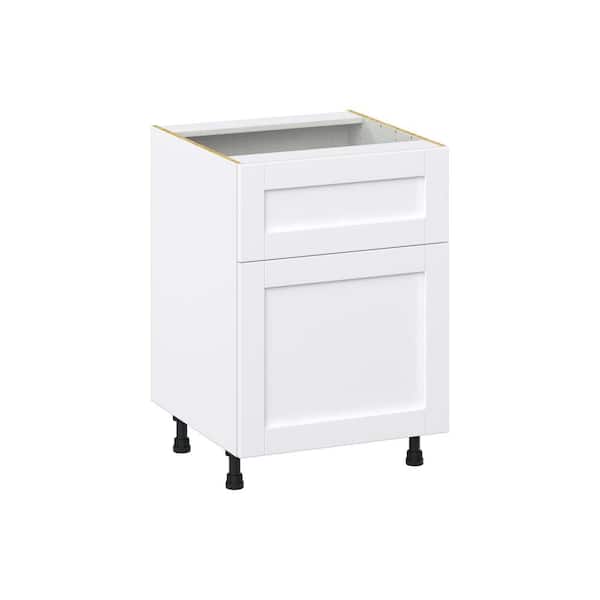 J COLLECTION Milton 24 in. W x 24 in. D x 34.5 in. H Assembled Shaker Base Kitchen Cabinet in Bright White with 10 in. Drawer