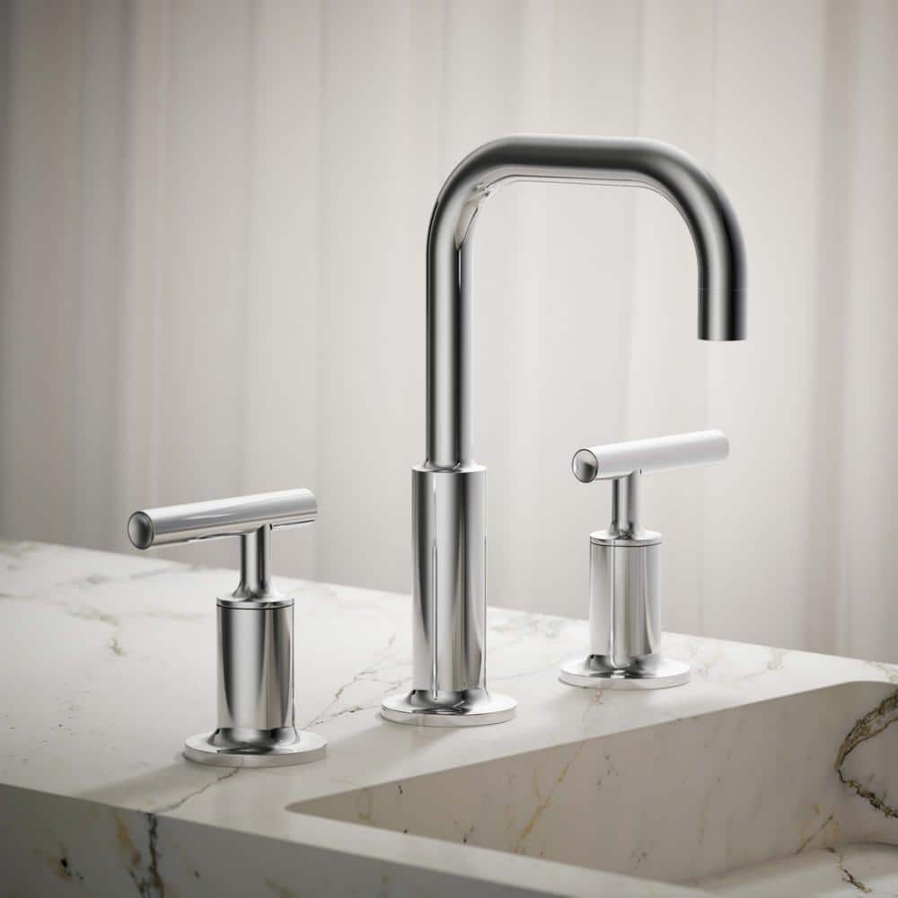 Purist Polished Chrome 8" Widespread Bathroom Sink Faucet with Low Lever Handles
