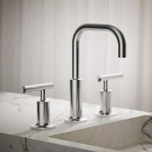 Purist 8 in. Widespread 2-Handle Low-Arc Water-Saving Bathroom Faucet in Polished Chrome with Low Gooseneck Spout