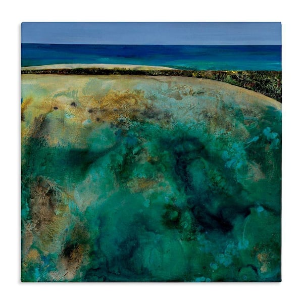 Beachy Maritime Landscape by Ngo Unframed Abstract Graphic Art Print 36 in. x 36 in.