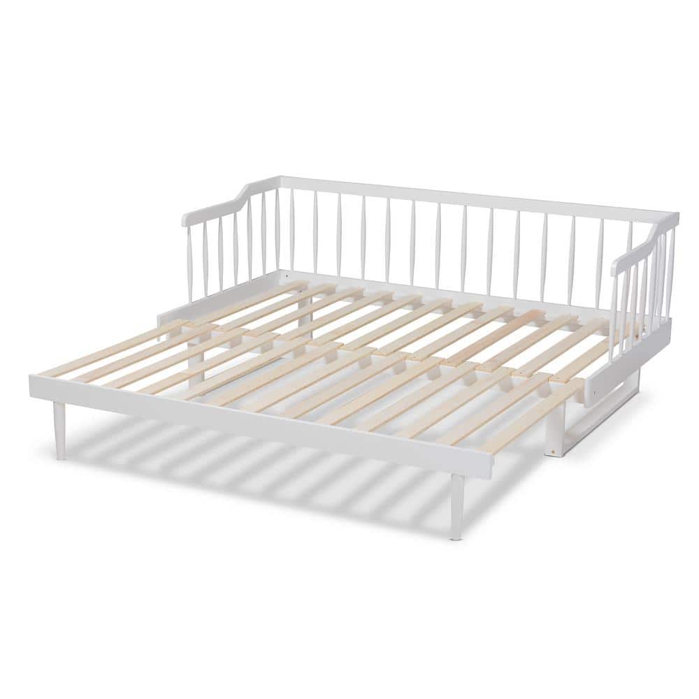 White Twin to King Expandable Wood Spindle Daybed